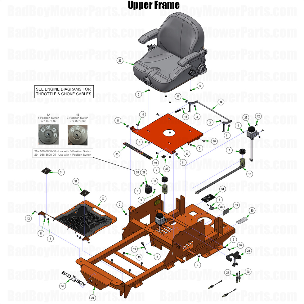 3763 - Bad Boy Mower Parts Lookup > 2025 > Maverick HD > Upper Frame